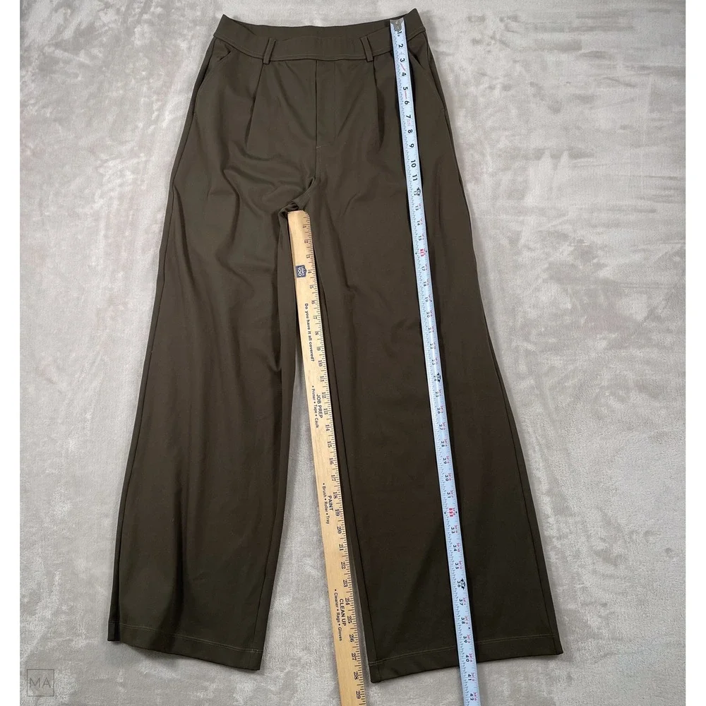 Halara Women's Pants Wide Leg Flowy Athleisure Stretch Office M Green